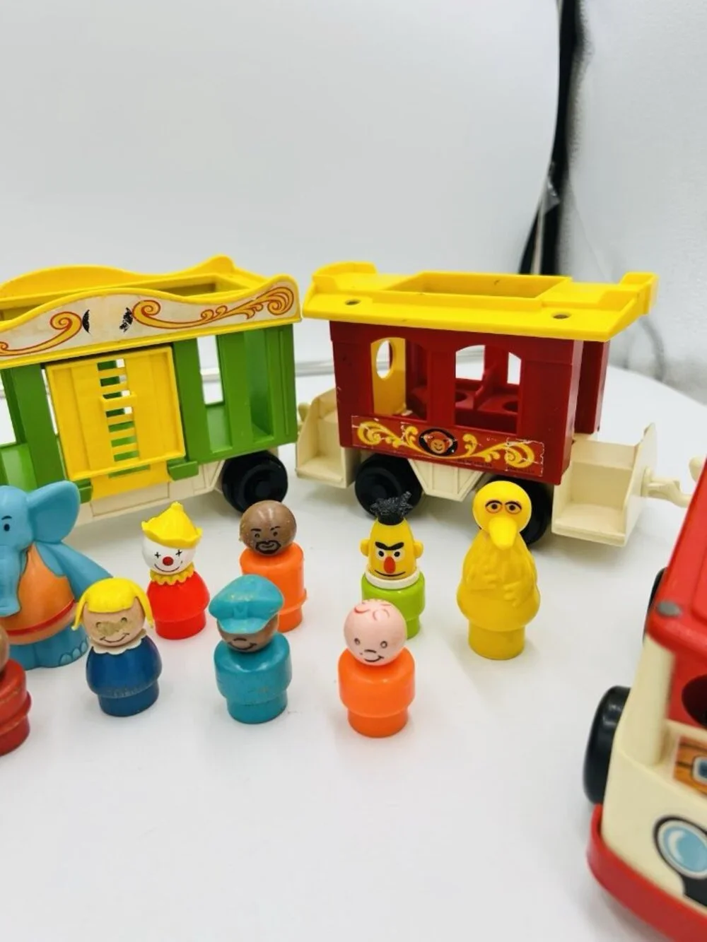 Vintage 1973 Fisher Price Little People Play Family Circus Train Set and Minibus